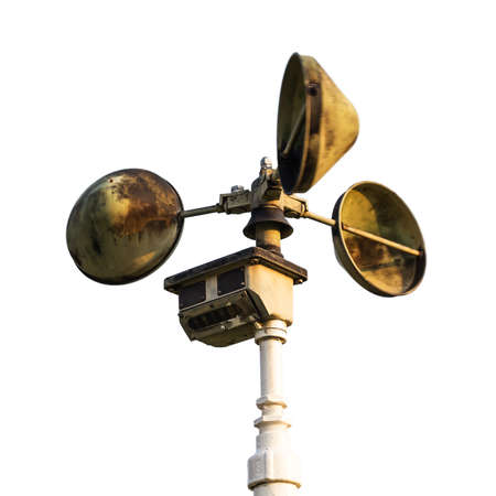 Close up shot Anemometer on isolate white background.の写真素材