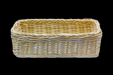 a photo of wood basket on black isolate backgroundの写真素材
