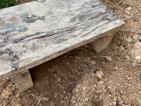Old wooden bench in the garden. Old wooden bench in the garden.の写真素材