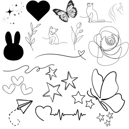 Vector set of hand drawn doodle elements for valentine's dayの写真素材