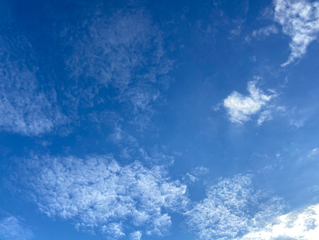 Blue sky background with white clouds. Nature cloud blue sky and white clouds in the blue sky.の写真素材