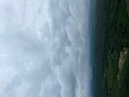 Beautiful view of the clouds from the height of the mountain.の写真素材
