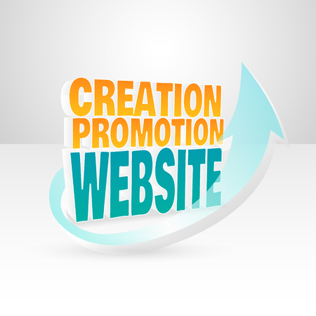 3d vector words website creation promotion. Illustration for advertising banners.のイラスト素材
