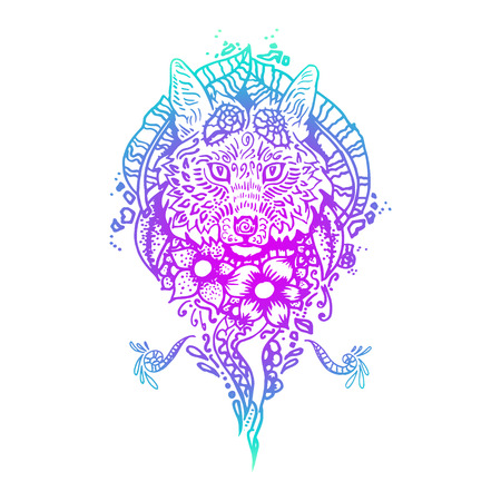 Graphic colored vector fox. Illustration for print of t-shirts, mugs, pens, logos and other things.のイラスト素材