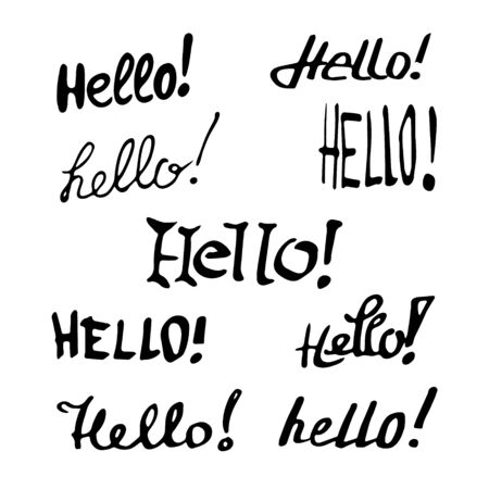 Set of hand painted vector words hello!のイラスト素材