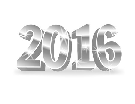 Vector silver 2016 numbers on white background. 3d vector illustration for cards, advertising banners. The image of the new year holiday.のイラスト素材