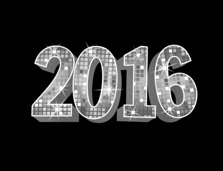 Number 2016 in disco stile. Holiday design. Vector illustration. Party poster, greeting card, banner...