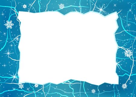frame from ice. Winter frozen blue illustration.のイラスト素材