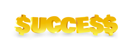 Word success made of gold. 3d text.のイラスト素材