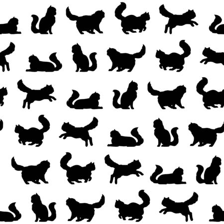 Vector cat pattern. Animals silhouettes seamless background. Design for clothes, gifts and so on. Vector illustration.のイラスト素材