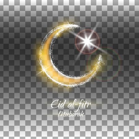 Eid al-fitr vector illustration on transparent background. Crescent and star. Yellow and brown design for the festival.のイラスト素材