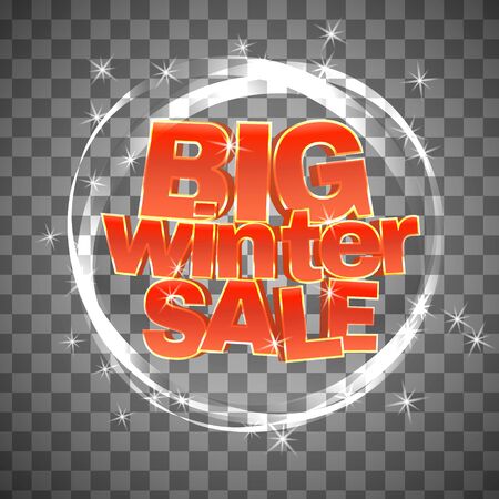 Big winter sale on transparent background. Red 3d words isolated. Vector illustration.のイラスト素材