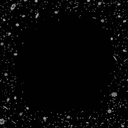 Snow on black background. Winter snowfall. Vector illustrationのイラスト素材