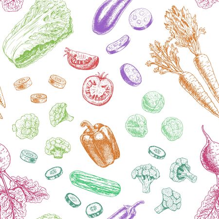 Seamless vector pattern with vegetables.のイラスト素材