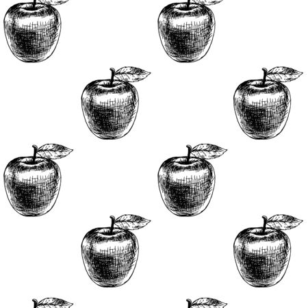Seamless pattern with apples. Vector sketchのイラスト素材