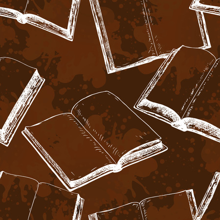 Seamless vintage pattern with books.のイラスト素材