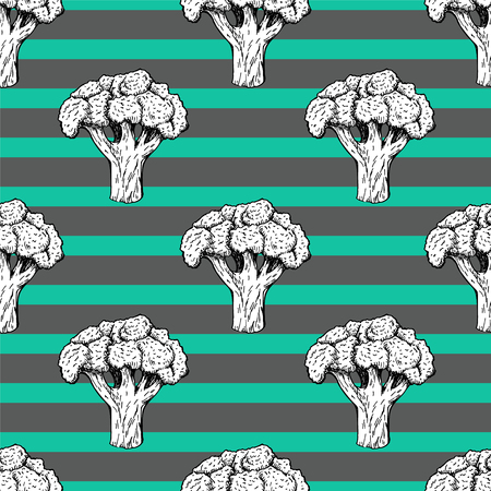 Seamless pattern with broccoli. Vector backgroundのイラスト素材