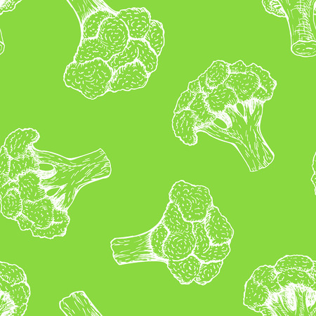 Seamless pattern with broccoli. Vector backgroundのイラスト素材