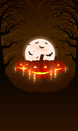 Halloween design with forest pumpkins illustration.のイラスト素材