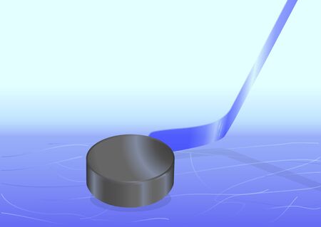 A hockey puck with a hockey stickのイラスト素材
