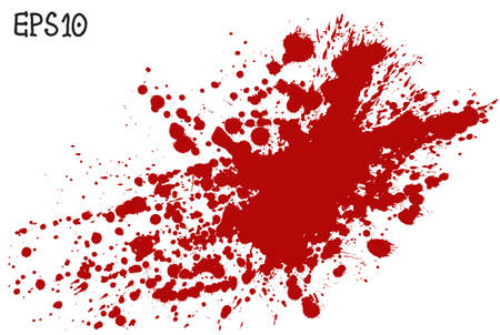 Blood splatter, vector illustration. Red splash and drops on white background.のイラスト素材