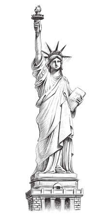 Statue of liberty, vector hand drawn illustration.のイラスト素材