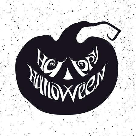 Happy Halloween card with pumpkin.のイラスト素材