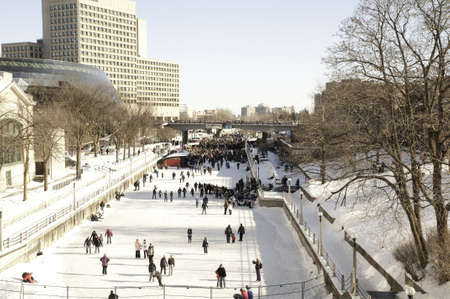 Rideau Canal during Winterlude in Ottawa, Canada.   Winterlude is celebrated each year.
