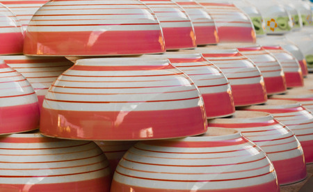 dish-Bowl-Stack of colorful plates. Menu conceptの写真素材