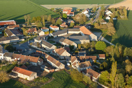 BrÃ©tonville, Boinville-le-Gaillard seen from the sky in Yvelines department, Ãle-de-France region, France. Municipality of the natural Beauce bordering Ablis.の写真素材