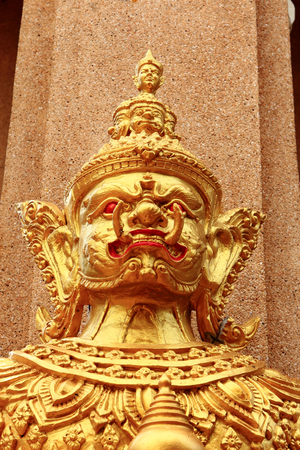 face of Golden giant  statueの写真素材
