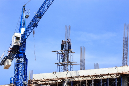 worker working  with crane  on construction  siteのeditorial素材