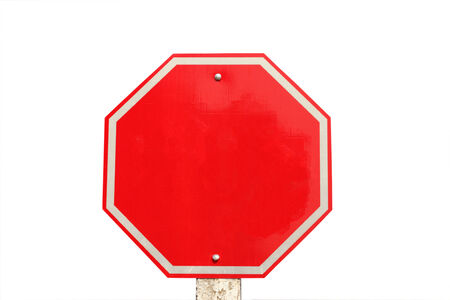 empty traffic stop sign on white backgroundの写真素材