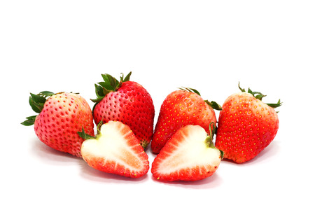 Fresh ripe strawberries on white background の写真素材