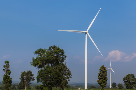 wind turbines generating electricity  energy  from natural