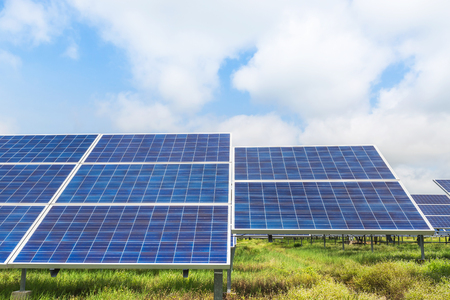 solar panels photovoltaics  in solar power stationの写真素材