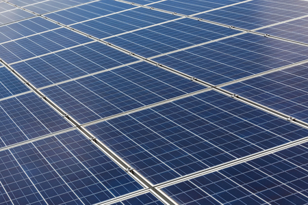solar cells in power station alternative energy from the sunの写真素材