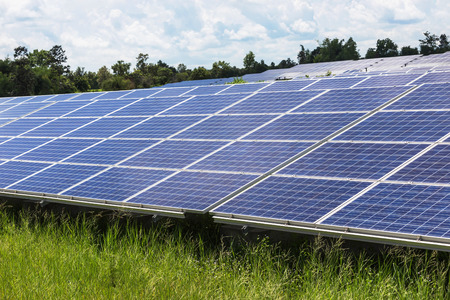 solar panels  in power station alternative renewable energy from the sun
