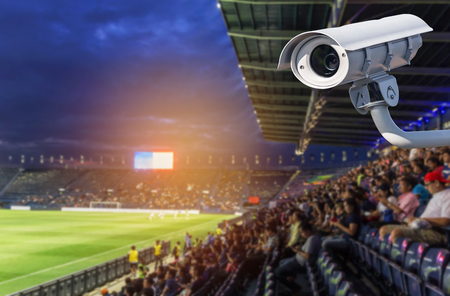 CCTV or closed circuit television security system in stadiumのeditorial素材