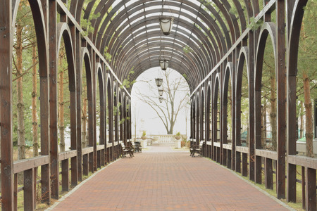 A fragment of a landscape park. Beautiful pergola.の写真素材