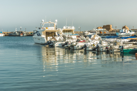 Ships in the Bay of Paphos, Cyprus.のeditorial素材