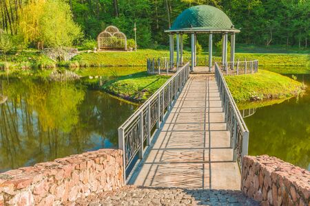 Detail of spring lake in the city park.の写真素材