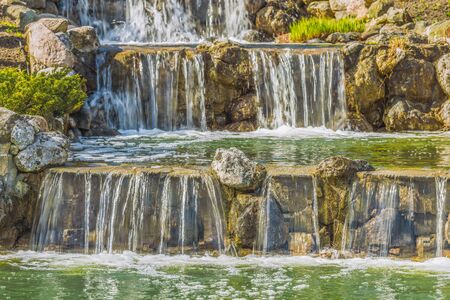 Detail of a waterfall in the park, near Kiev.の写真素材