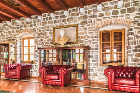 BUDVA, MONTENEGRO - august 20, 2017: The Library in the Citadel of the Old Town of Budva. The Castle of St Mary was the 9th-century fortification.のeditorial素材