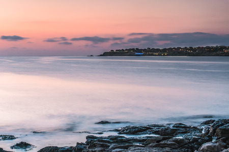 Dawn on the Black Sea in Sozopol, Bulgaria.の写真素材