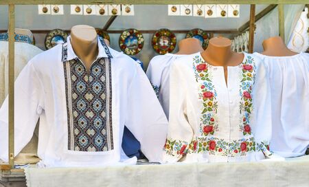 Kiev, Ukraine, Andrew's Descent. Souvenir products. Clothing in national style.の写真素材