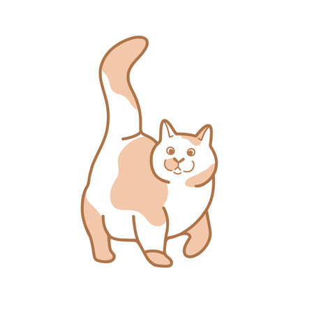 The picture shows an icon with the image of a cat on a walkの写真素材