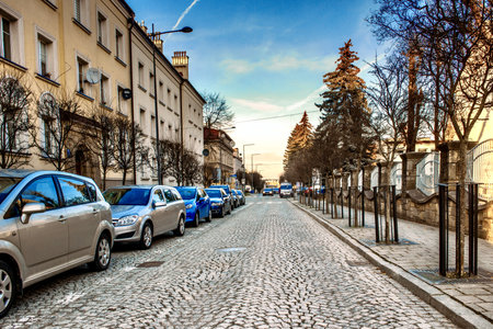 Car parking in Gorlice, Poland.の写真素材