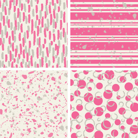 Set of pattern with circles blots and stripesのイラスト素材