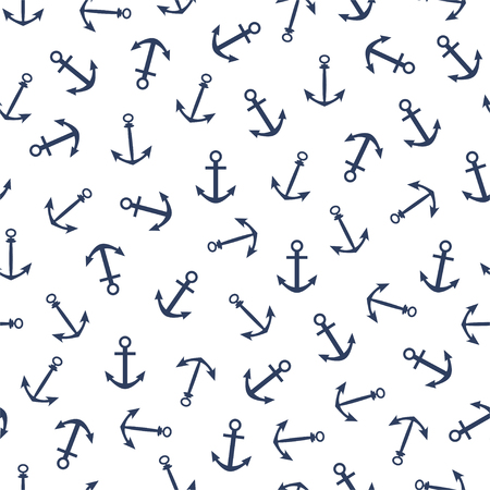 Marine seamless pattern with two blue anchors. Vector.のイラスト素材